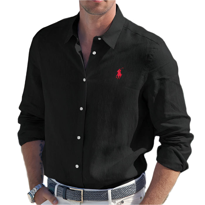 Chemise en lin à manches longues pour hommes