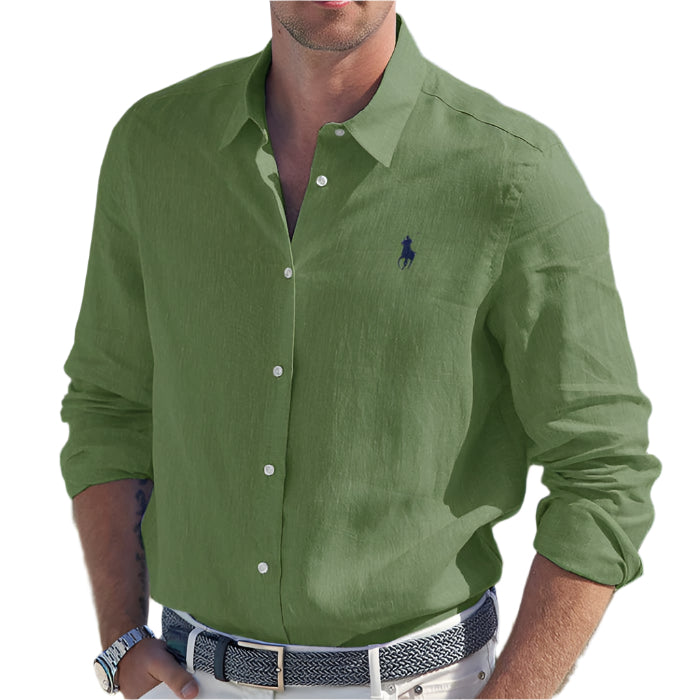 Chemise en lin à manches longues pour hommes
