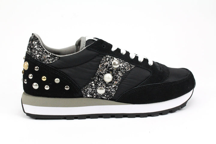 Saucony Jazz Noir Argent Paillettes & Borchie/Perle