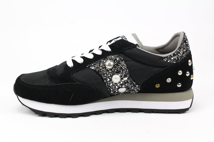 Saucony Jazz Noir Argent Paillettes & Borchie/Perle