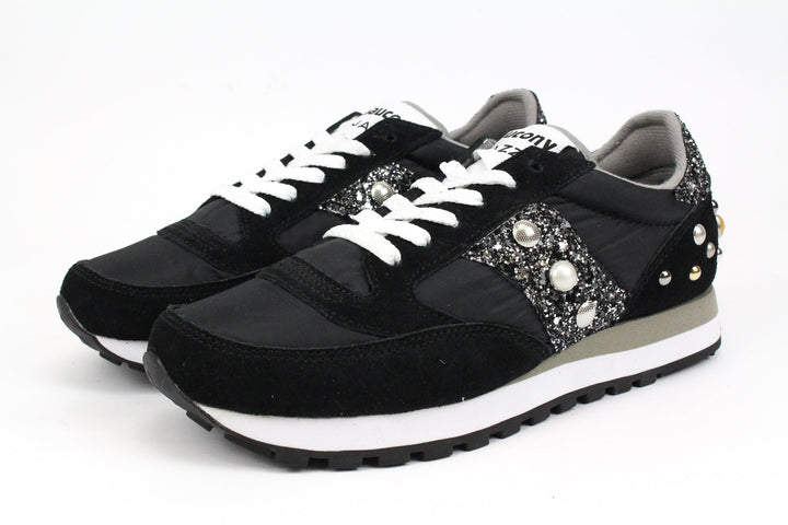 Saucony Jazz Noir Argent Paillettes & Borchie/Perle