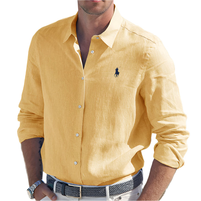 Chemise en lin à manches longues pour hommes