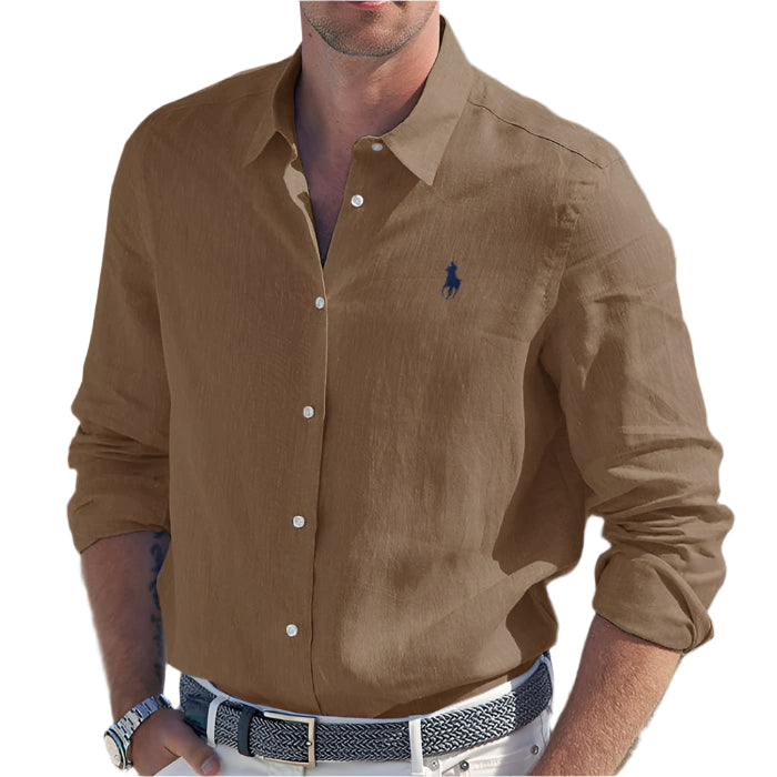 Chemise en lin à manches longues pour hommes